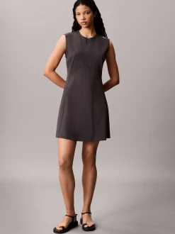 Calvin Klein A-Linien-Kleid mit Viertelreißverschluss aus Viskosemischung^Damen Kleider & Röcke