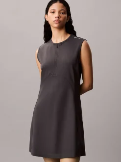 Calvin Klein A-Linien-Kleid mit Viertelreißverschluss aus Viskosemischung^Damen Kleider & Röcke