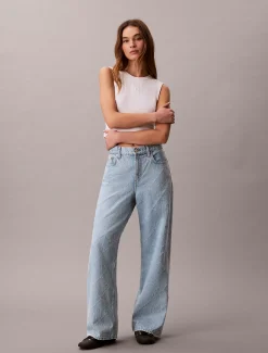 Calvin Klein All-Over Logo Baggy Jeans^Damen Passform-guide Für Denims|High Rise Skinny