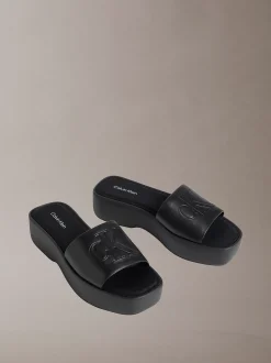 Calvin Klein Amelia - Plateau-Slippers aus Leder^Damen SandalenFrisch Eingetroffen