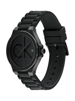 Calvin Klein Armbanduhr aus schwarzem plattiertem Stahl mit Silikonarmband^Herren Uhren & Schmuck