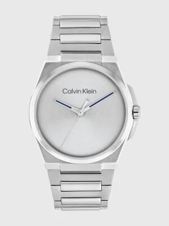 Calvin Klein Armbanduhr mit gebürstetem Zifferblatt und H-Glied-Armband^Herren Uhren & Schmuck