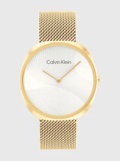 Calvin Klein Armbanduhr mit geprägtem Zifferblatt und Mesh-Armband^Damen Uhren & Schmuck