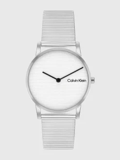 Calvin Klein Armbanduhr mit linearem Zifferblatt und Mesh-Armband^Damen Uhren & Schmuck