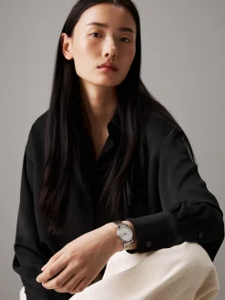 Calvin Klein Armbanduhr mit linearem Zifferblatt und Mesh-Armband^Damen Uhren & Schmuck