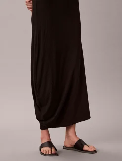 Calvin Klein Asymmetrisches Midi-Kleid aus gerippter Baumwolle^Damen Kleider & Röcke