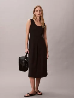 Calvin Klein Ausgestelltes Midikleid mit U-Ausschnitt^Damen Kleider & Röcke