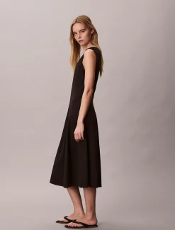 Calvin Klein Ausgestelltes Midikleid mit U-Ausschnitt^Damen Kleider & Röcke