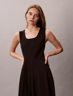 Calvin Klein Ausgestelltes Midikleid mit U-Ausschnitt^Damen Kleider & Röcke