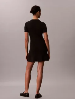 Calvin Klein Ausgestelltes Minikleid aus gerippter Baumwolle^Damen Kleider & Röcke