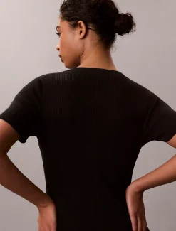 Calvin Klein Ausgestelltes Minikleid aus gerippter Baumwolle^Damen Kleider & Röcke