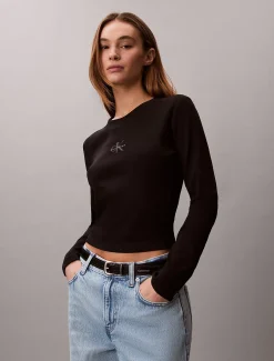 Calvin Klein Baby-Langarmshirt mit Monologo^Damen T-shirts & Tops