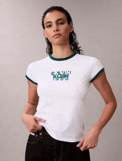 Calvin Klein Baby-T-Shirt mit 1968-Logo-Grafik^Damen T-shirts & Tops