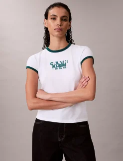 Calvin Klein Baby-T-Shirt mit 1968-Logo-Grafik^Damen T-shirts & Tops