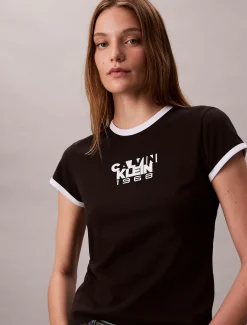 Calvin Klein Baby-T-Shirt mit 1968-Logo-Grafik^Damen T-shirts & Tops