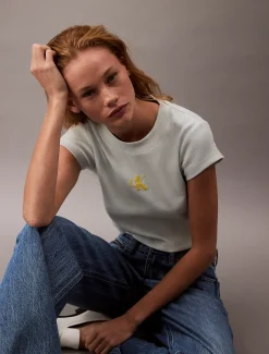 Calvin Klein Baby-T-Shirt mit Monologo^Damen T-shirts & Tops