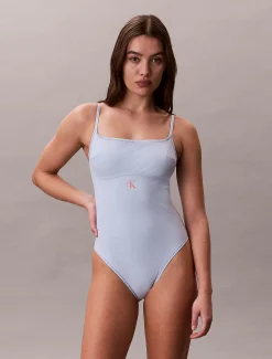 Calvin Klein Badeanzug mit U-Ausschnitt – CK Mongramm^Damen BademodeFrisch Eingetroffen