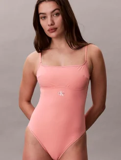 Calvin Klein Badeanzug mit U-Ausschnitt – CK Mongramm^Damen BademodeFrisch Eingetroffen
