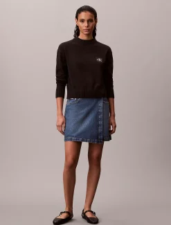 Calvin Klein Badge-Pullover aus Baumwollstrick^Damen Strickdesigns