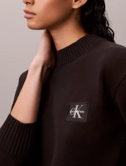 Calvin Klein Badge-Pullover aus Baumwollstrick^Damen Strickdesigns