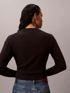 Calvin Klein Badge-Pullover aus Baumwollstrick^Damen Strickdesigns