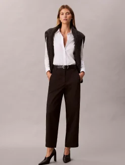 Calvin Klein Barrel Leg Hose aus Baumwollstretch-Twill^Damen Hosen & Shorts