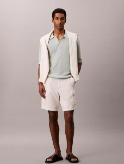 Calvin Klein Baumwoll-Poloshirt mit Waffelstruktur^Herren Strickdesigns