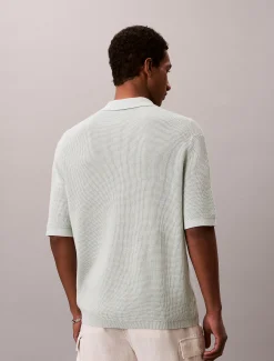 Calvin Klein Baumwoll-Poloshirt mit Waffelstruktur^Herren Strickdesigns