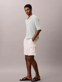 Calvin Klein Baumwoll-Poloshirt mit Waffelstruktur^Herren Strickdesigns