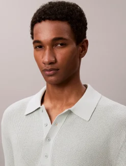 Calvin Klein Baumwoll-Poloshirt mit Waffelstruktur^Herren Strickdesigns