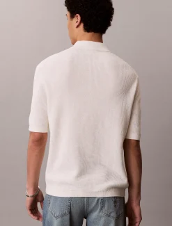 Calvin Klein Baumwoll-Poloshirt mit Waffelstruktur^Herren Strickdesigns