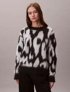 Calvin Klein Bedruckter Pullover aus gebürsteter Alpakamischung^Damen Strickdesigns