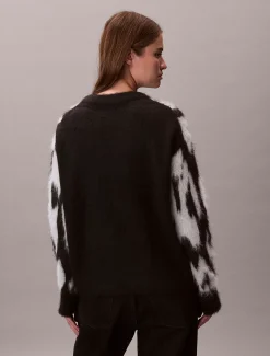 Calvin Klein Bedruckter Pullover aus gebürsteter Alpakamischung^Damen Strickdesigns