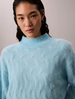 Calvin Klein Bedruckter Rollkragenpullover aus gebürsteter Alpakamischung^Damen Strickdesigns