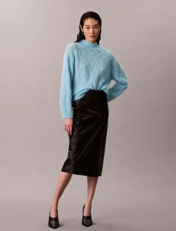 Calvin Klein Bedruckter Rollkragenpullover aus gebürsteter Alpakamischung^Damen Strickdesigns