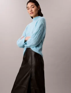 Calvin Klein Bedruckter Rollkragenpullover aus gebürsteter Alpakamischung^Damen Strickdesigns