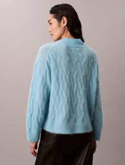 Calvin Klein Bedruckter Rollkragenpullover aus gebürsteter Alpakamischung^Damen Strickdesigns