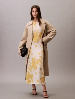 Calvin Klein Bedrucktes Neckholder-Kleid aus Satin^Damen Kleider & Röcke|T-shirts & Tops