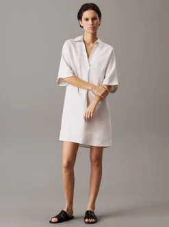 Calvin Klein Blusenkleid aus Leinen und Lyocell^Damen Kleider & Röcke