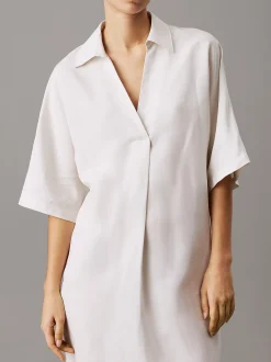 Calvin Klein Blusenkleid aus Leinen und Lyocell^Damen Kleider & Röcke