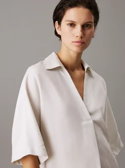 Calvin Klein Blusenkleid aus Leinen und Lyocell^Damen Kleider & Röcke