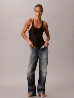 Calvin Klein Body aus Mesh mit Monogramm-Logo^Damen Tops & T-shirts