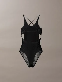 Calvin Klein Body aus Mesh mit Monogramm-Logo^Damen Tops & T-shirts