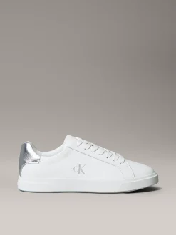 Calvin Klein Brooke - Sneakers aus Leder mit silberner Lasche^Damen SneakerFrisch Eingetroffen