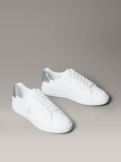 Calvin Klein Brooke - Sneakers aus Leder mit silberner Lasche^Damen SneakerFrisch Eingetroffen