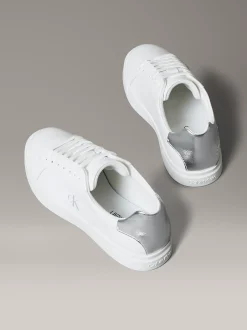 Calvin Klein Brooke - Sneakers aus Leder mit silberner Lasche^Damen SneakerFrisch Eingetroffen