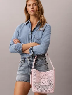 Calvin Klein Bucket-Bag mit Mesh-Emblem-Logo^Damen SchultertaschenFrisch Eingetroffen|Taschen