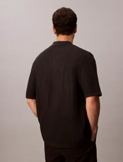Calvin Klein Button-Down-Hemd aus Baumwoll-Mesh^Herren Strickdesigns