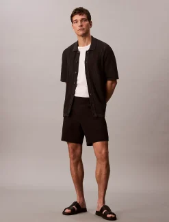 Calvin Klein Button-Down-Hemd aus Baumwoll-Mesh^Herren Strickdesigns