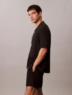 Calvin Klein Button-Down-Hemd aus Baumwoll-Mesh^Herren Strickdesigns